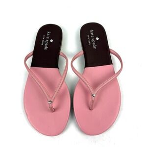 Kate Spade Cabana Sandals 7 Pink Brown Leather Flip Flop Womens Slip On Shoes
